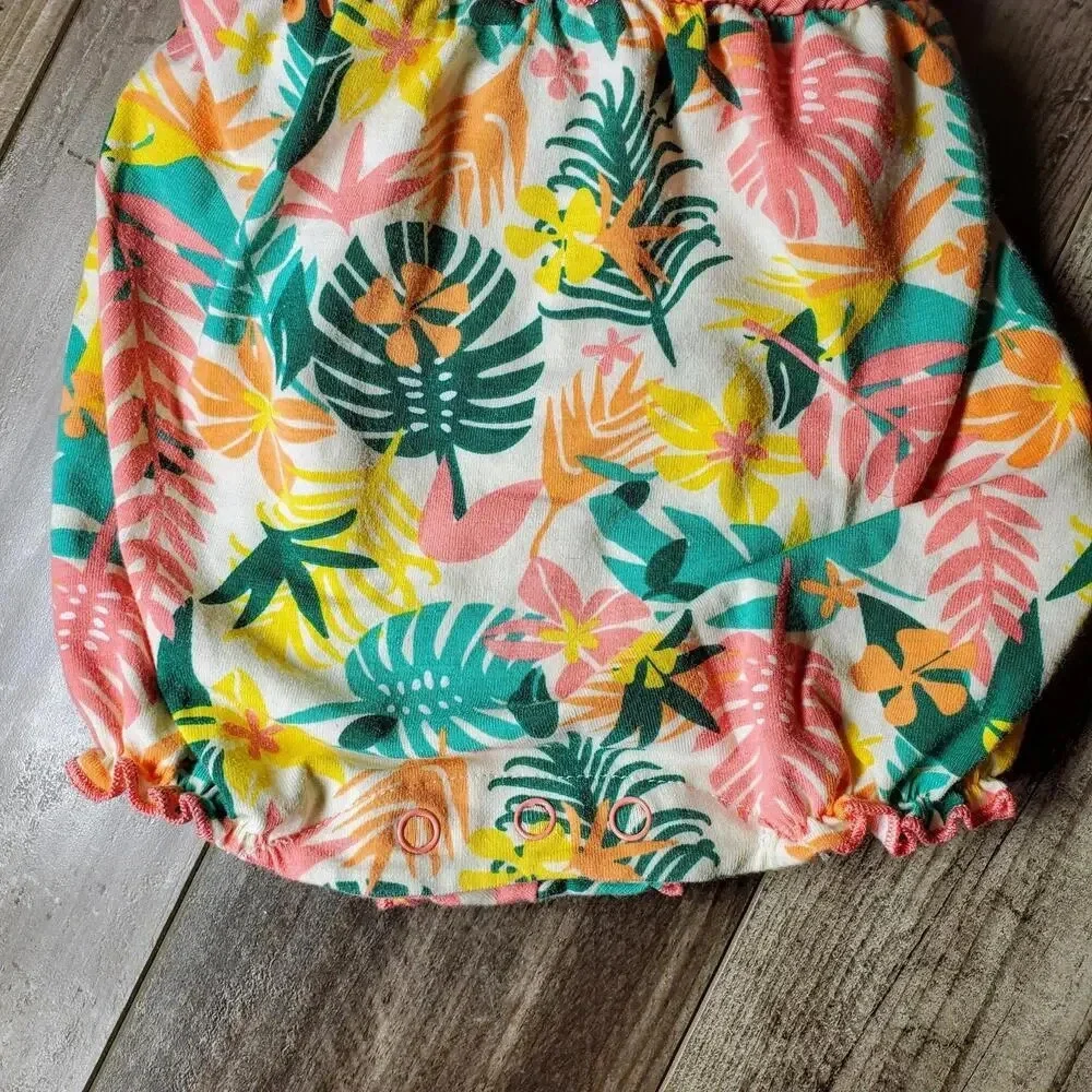 Bonnie Baby Baby Girl Floral Tropical Pastel Romper Outfit Size 0-3M